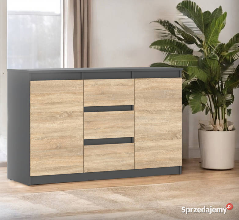 Komoda Nowoczesna Szara Dąb Sonoma Agnes 3 Elbląg
