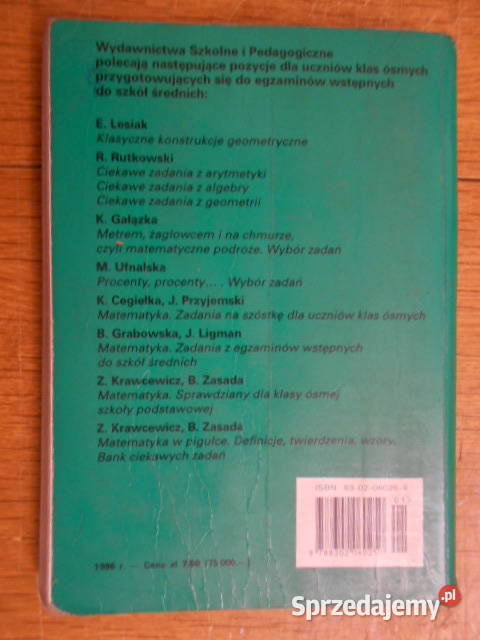 A Drążek B Grabowska Z Szadkowska Matematyka 8 Rok wydania 1996 Parczew