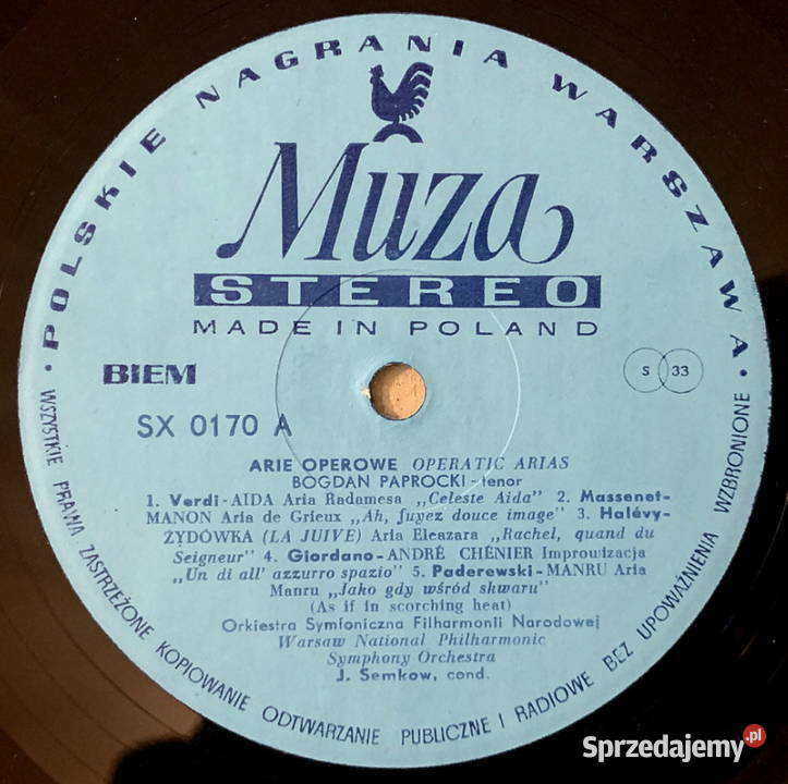 Bogdan Paprocki Operatic Arias płyta winylowa Stalowa Wola