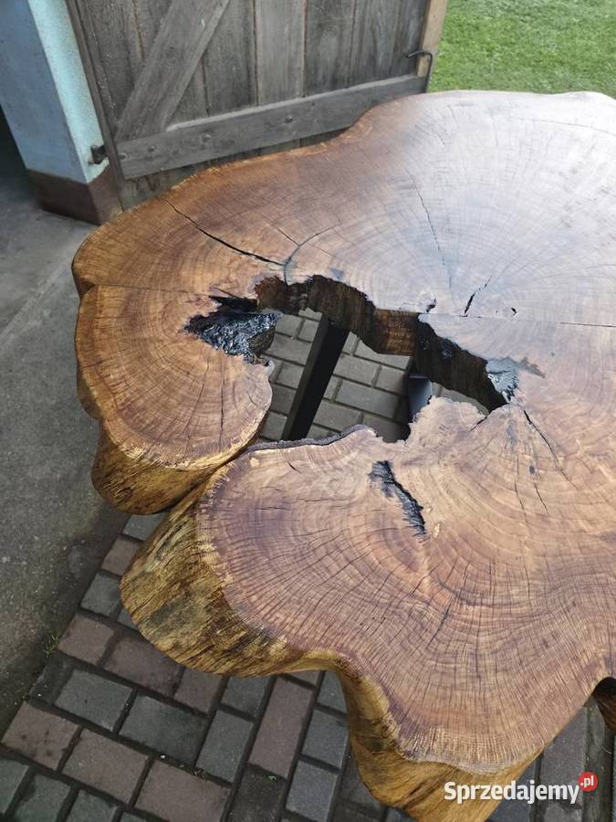 Stół z naturalnego drewna dębowego ręcznie Borowy Młyn sprzedam