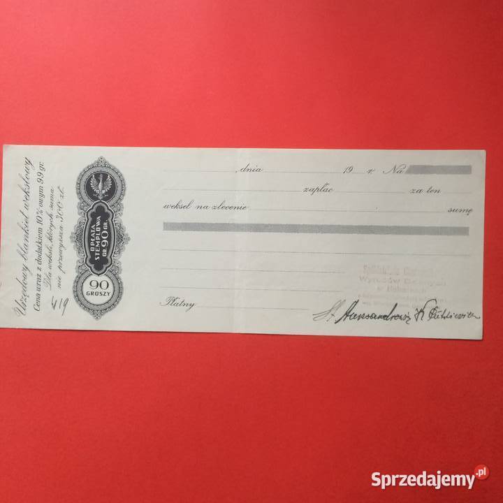 1977 Weksel Wystawiony W Holszanach Szczecin sprzedam