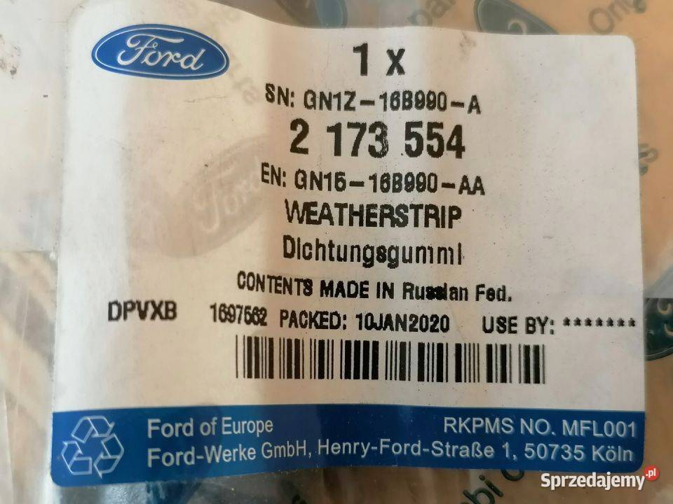 FORD ECOSPORT 17 USZCZELKA MASKI GN1516B990AA Pleszew