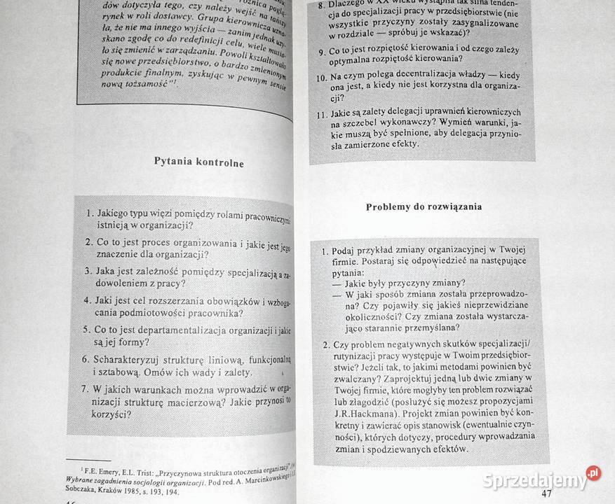 Podstawy zarządzania i kierowania ludźmi w Rok wydania 1995 lubelskie Chełm