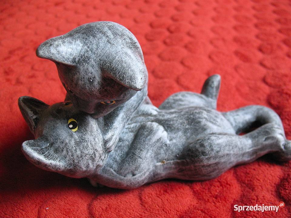 KOT Całujące się koty 12 x 19 x 13 szara rzeźba Figurki i rzeźby Siedlce