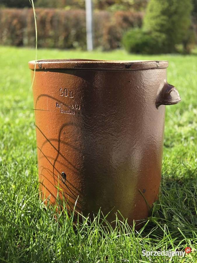 Stara beczka kamionkowa 60 l Hoffmann Co Bunzlau brązowy Kłodzko