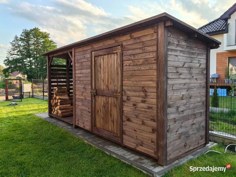 Domek ogrodowy drewniany 3x15m z drewutnią na Kalety