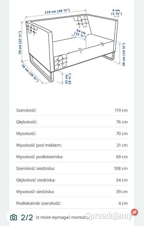 Mała sofa knopparp granatowa Ikea Witobel