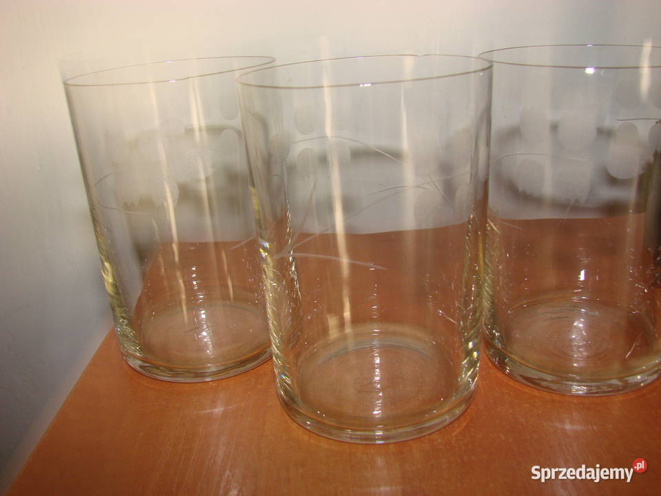 zdobione szklanki PRL pomorskie Pruszcz Gdański