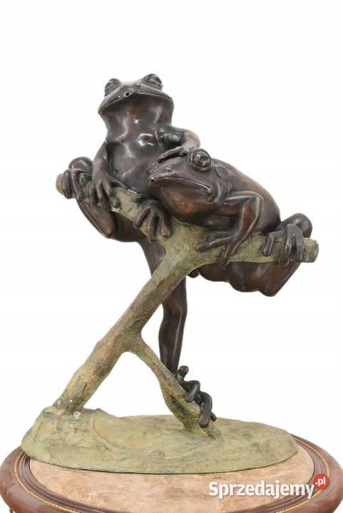 Dwie Żaby na Gałęzi Żaba Fontanna z Brązu Figura Dom i Ogród Kraków