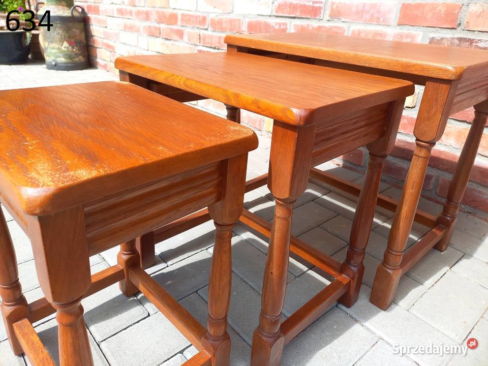 Stolik kawowy dębowy kwietnik Komplet stolików 3 33.5cm Gawroniec