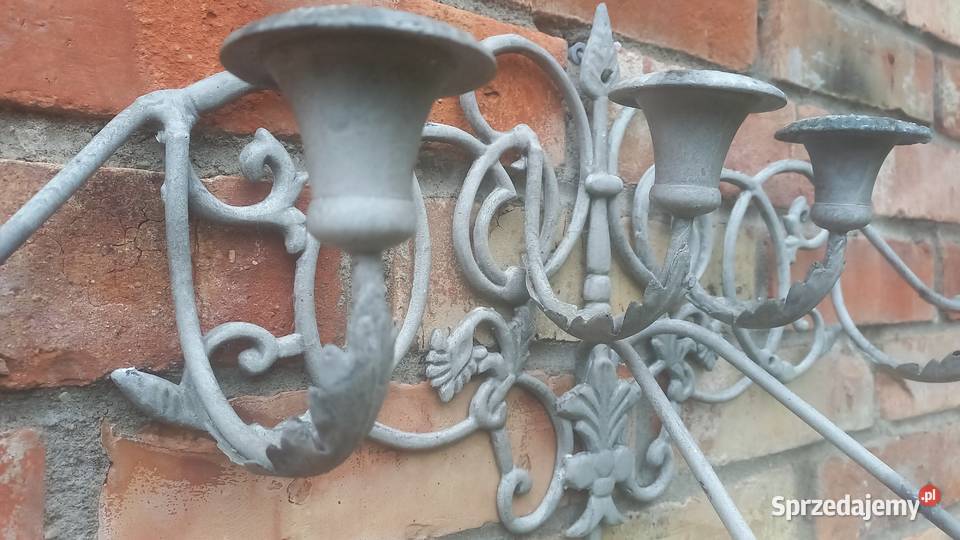 Świecznik metalowy wiszący na scianę 8 świec 688 szary Gawroniec