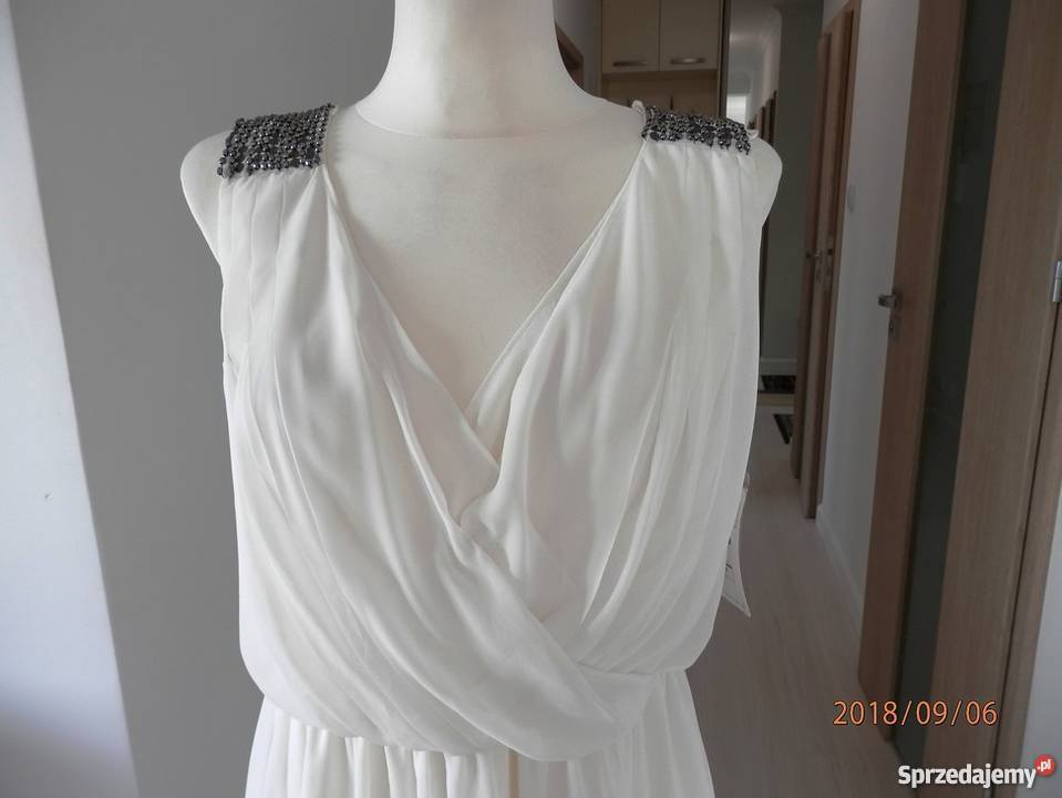 Sukienka Zara Kremowa Rozkloszowana Zwiewna Łomża sprzedam