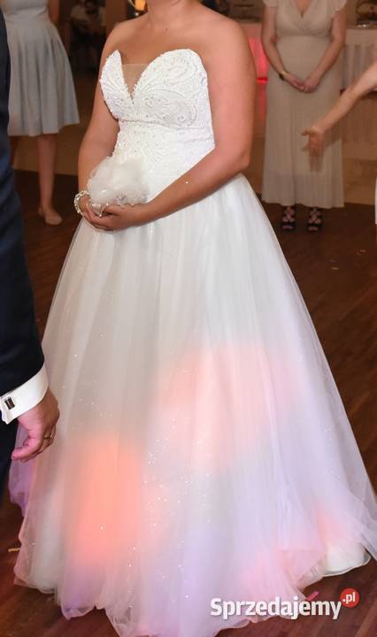 Przepiękna balowa Suknia Ślubna bolerko welon Skorogoszcz