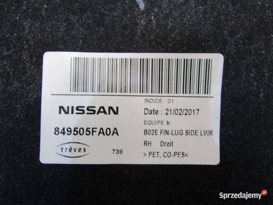 BOCZEK TAPICERKA BAGAŻNIKA PRAWA PRAWY MICRA K14 lubelskie