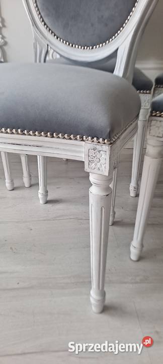 Stylowe szare krzesło Medalion Shabby Chic Krzesła Szczecin sprzedam