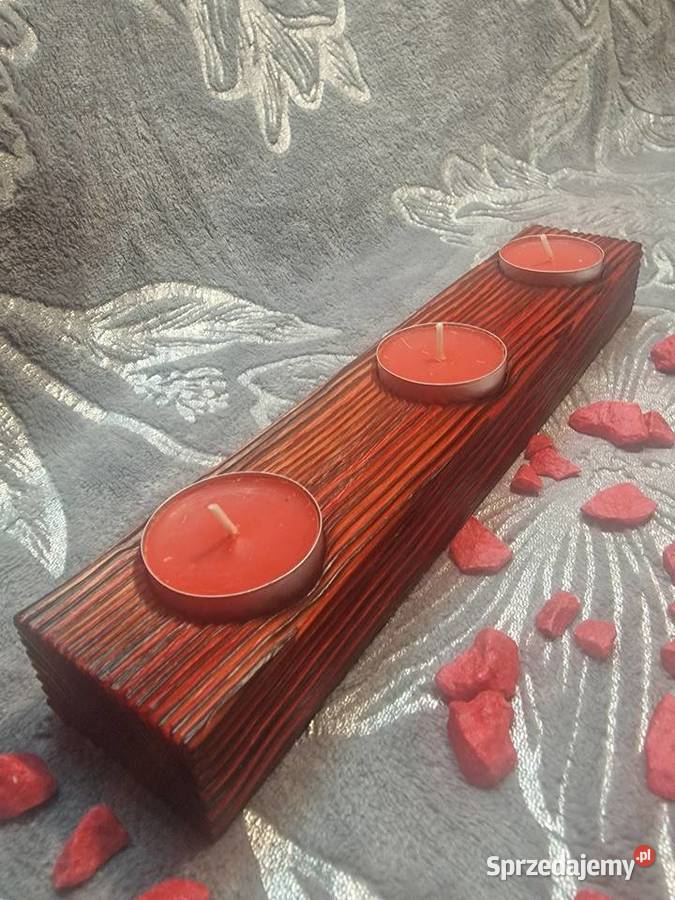 Świecznik Shou Sugi Ban drewno świerkowe warmińsko-mazurskie