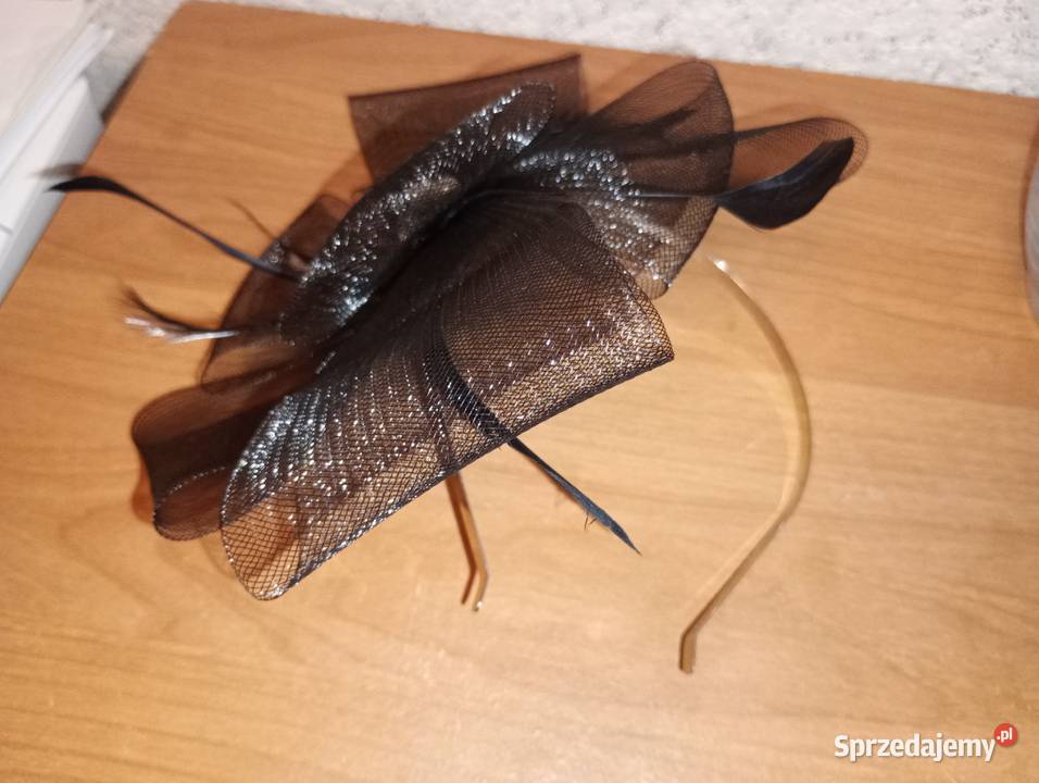 fascynator nakrycie głowy czarny na opasce