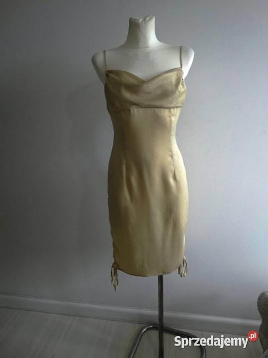 Sukienka Dopasowana Marszczona Bieliźniana brązowy/beżowy Łomża sprzedam