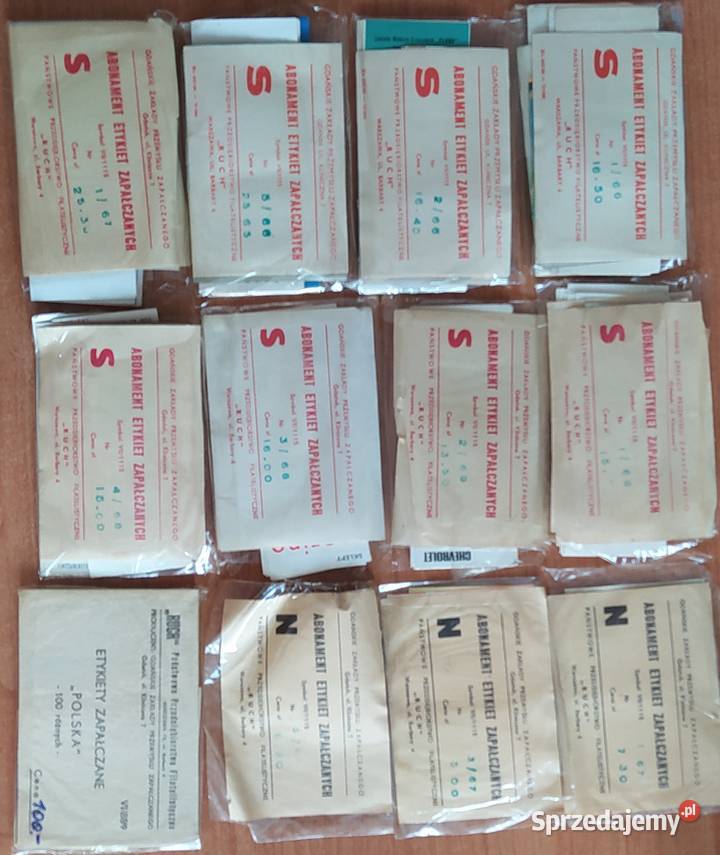 Zestawy etykiet zapałczanych z abonamentów ponad Katowice