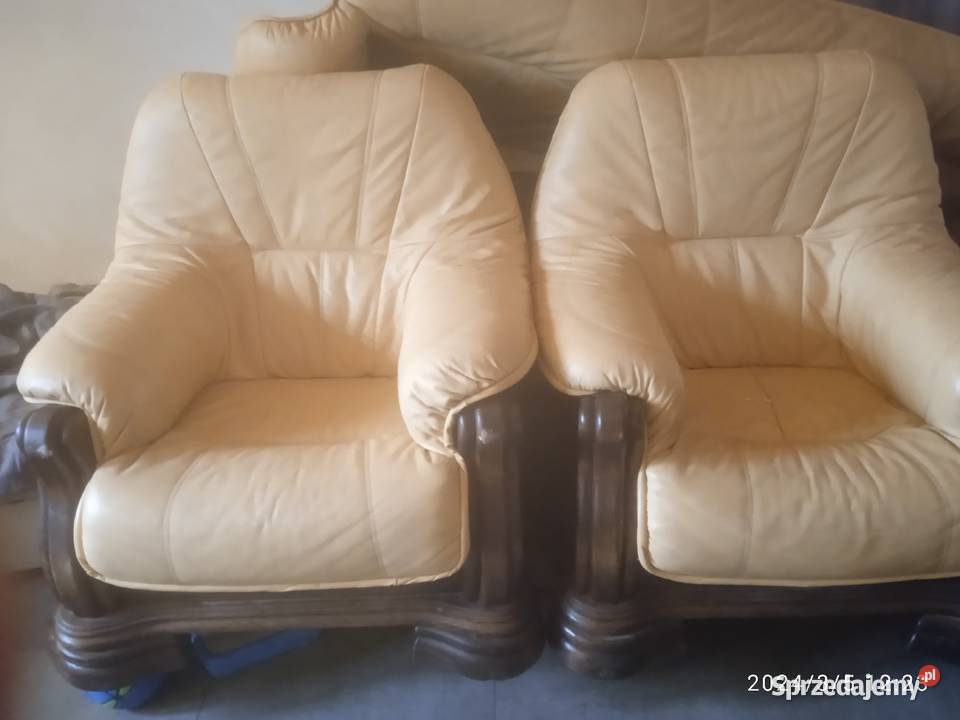 Komplet 2 fotele i 1 sofa skóra Babsk