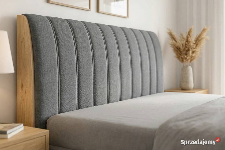 Sypialniane łóżko ARIA 140x200 beżowe z drewnem Łódź