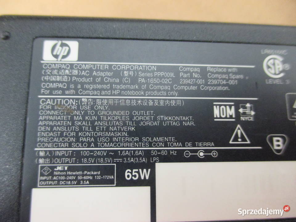 Zasilacz ładowarka do laptopa HP 185V 35A zasilacze Warszawa
