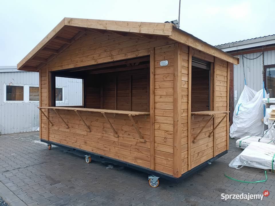 domek handlowy mobilny koła stragan kiosk