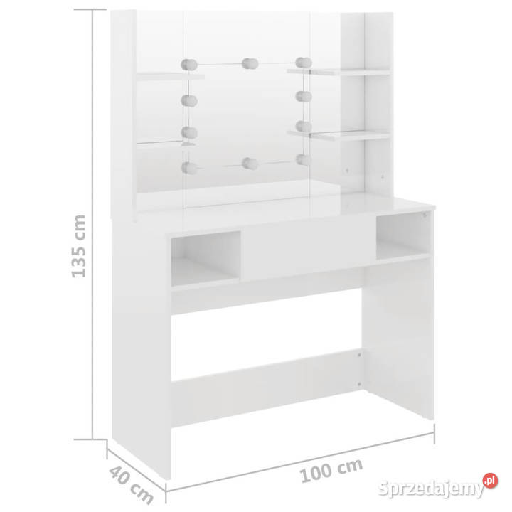 Stolik do makijażu z LED 100x40x135 MDF lśniący mazowieckie Warszawa sprzedam