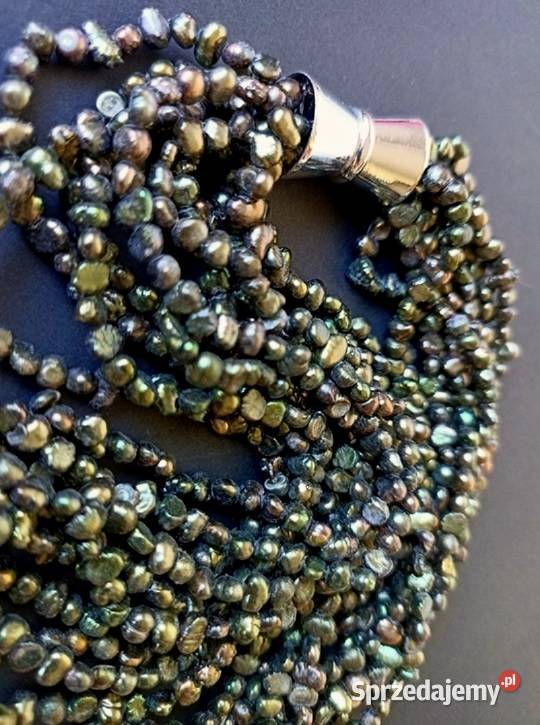 NATURALNE PERŁY ZIELONE SZMARAGDOWE NASZYJNIK Częstochowa