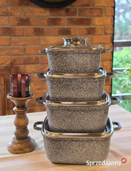 249 Garnki brytfanki marmurkowe czarne szare 4 śląskie Zabrze