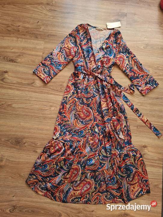 Piekna kolorowa jesienna NOWA sukienka midi z Kraków sprzedam