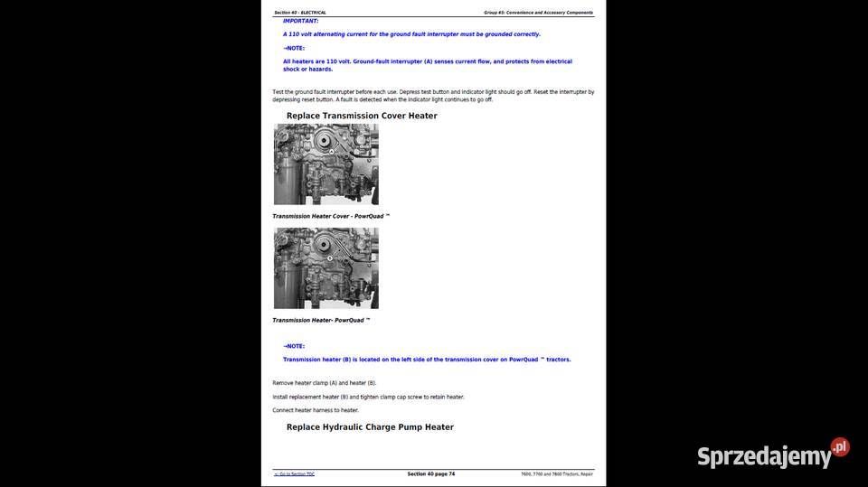 John Deere 760077007800 instrukcja napraw Gdańsk