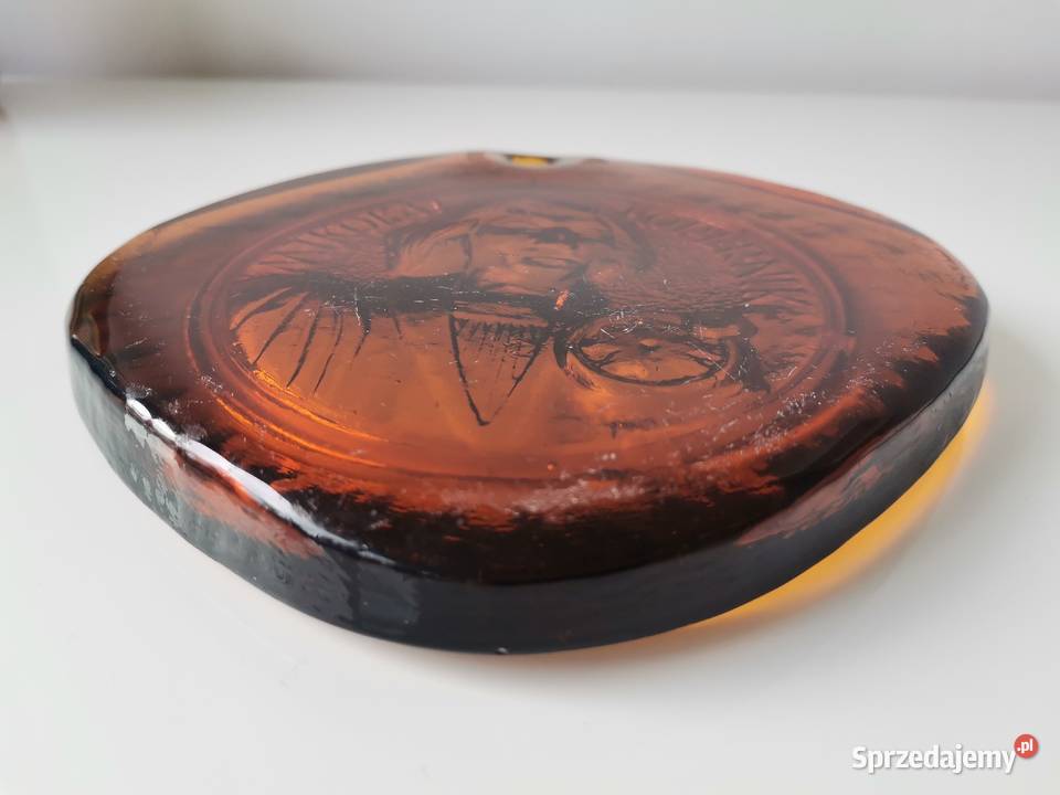 Stary szklany medalion klipa Mikołaj Kopernik Katowice sprzedam