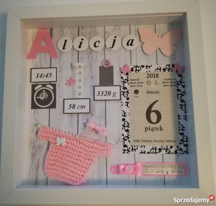 Metryczka Prezent na urodziny narodziny chrzest Zgierz