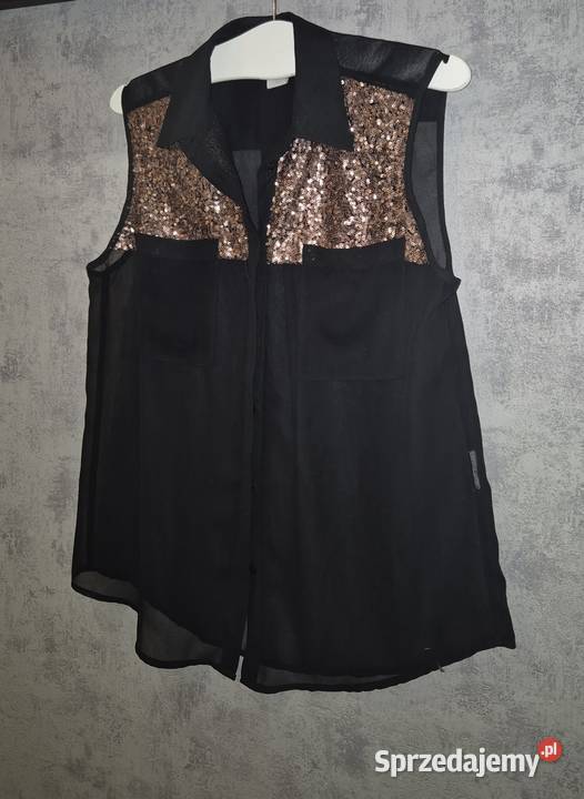 Bluzka damska cekiny 40L żółty/złoty