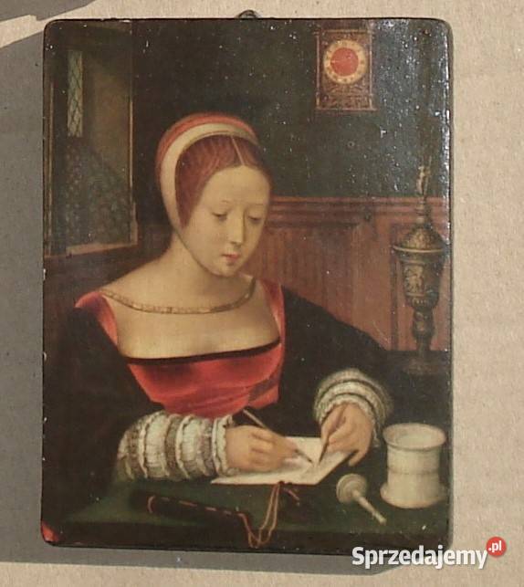 Obraz kobieta pisząca z lat PRL Warszawa