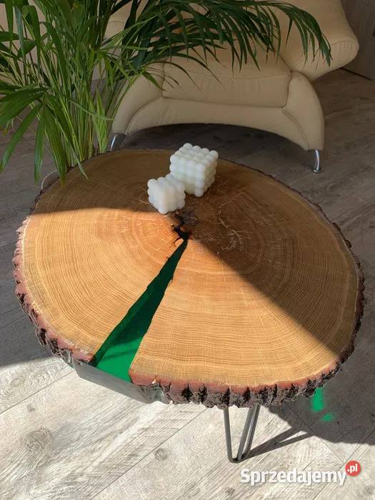 Stolik kawowy z żywica epoksydową dąb 68.5cm