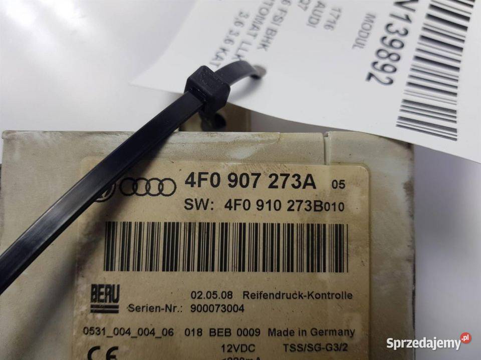 MODUŁ CISNIENIA OPON AUDI Q7 4F0907273A osobowe Pozostałe Lipno