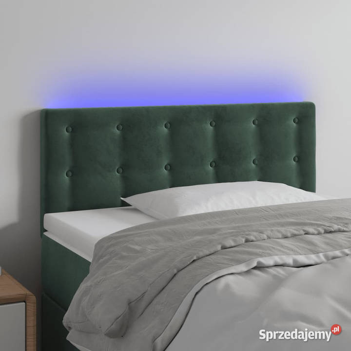 Zagłówek do łóżka z LED ciemnozielony 100x5x7888 Ramy i stelaże
