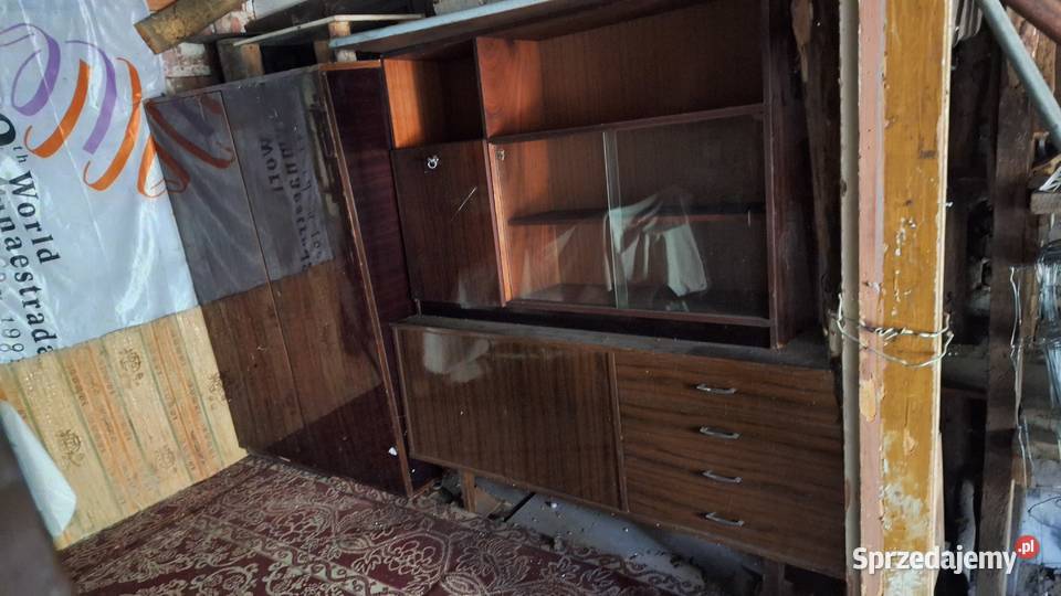 Stary regał z szafą lakier brąz