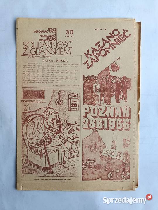 Solidarność z Gdańskiem 2829 30 z 1981r i gazeta sprzedam