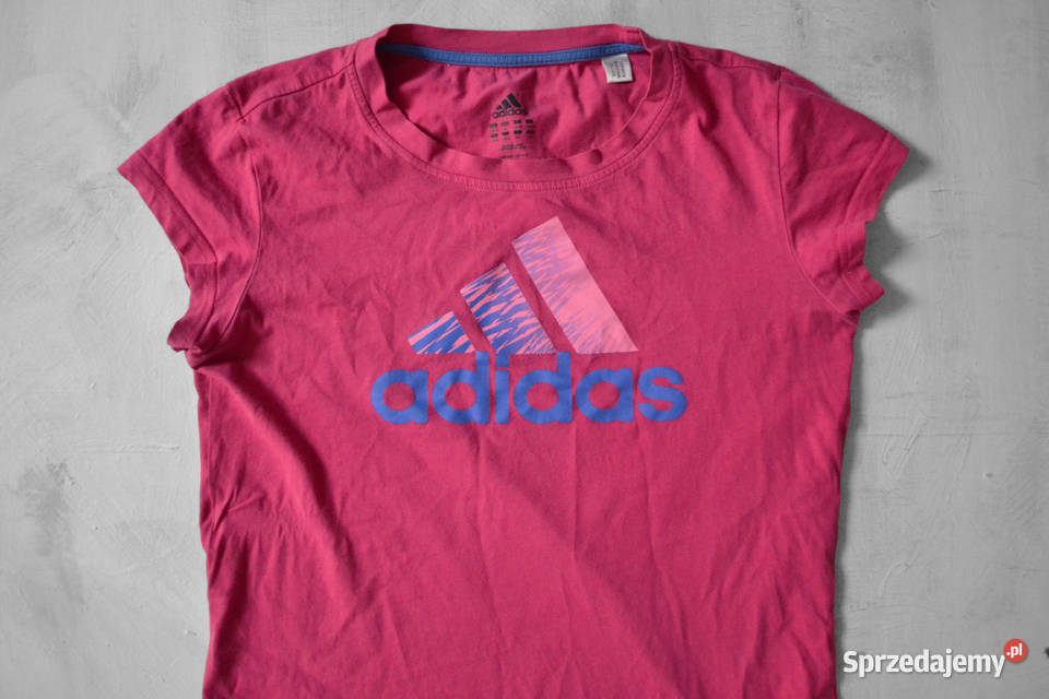 bawełniana koszulka adidas print logo ML różowa różowy Topy i koszulki Warszawa