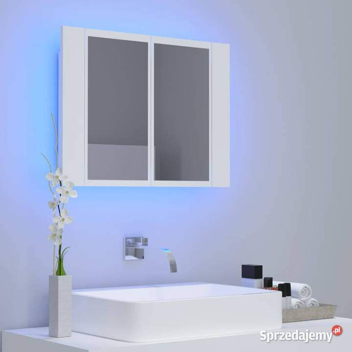 Szafka łazienkowa z lustrem i LED biała 60x12x45 Warszawa