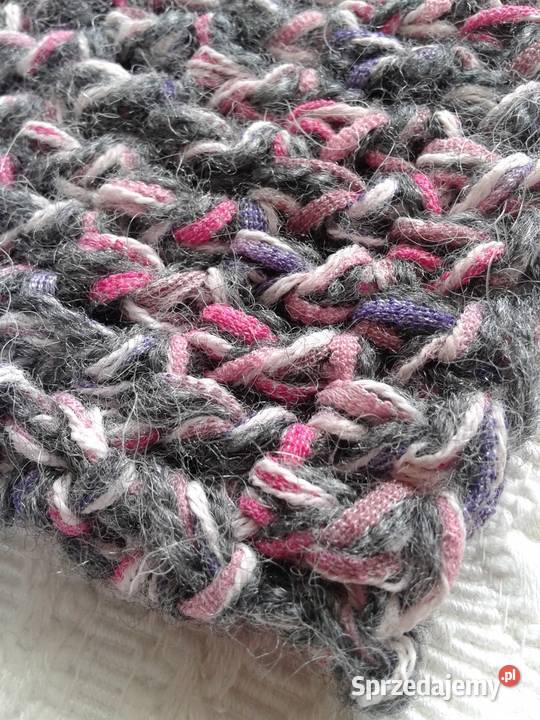 Czapka szydełkowa melanżowa szara beanie Katowice