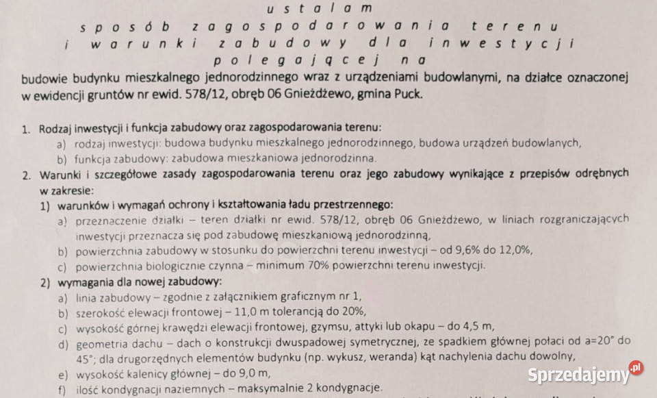 Grunt do sprzedania Gnieżdżewo Magnoliowa 1002m2 inwestycyjna