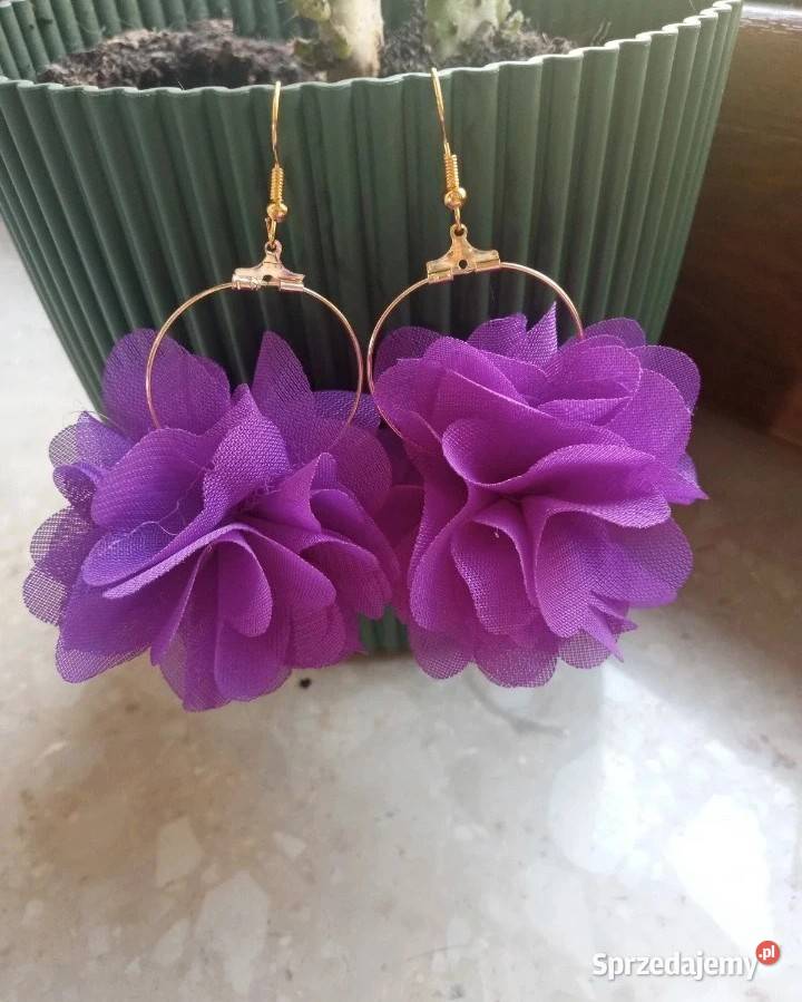 Kolczyki kwiaty fioletowe Pozostałe Pozostałe