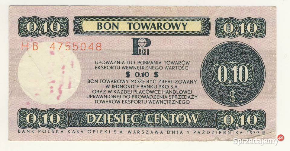 Bon towarowy 10 centów Rzeszów