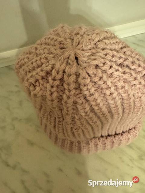Czapka różowa damska z akrylu dzianina beani Częstochowa