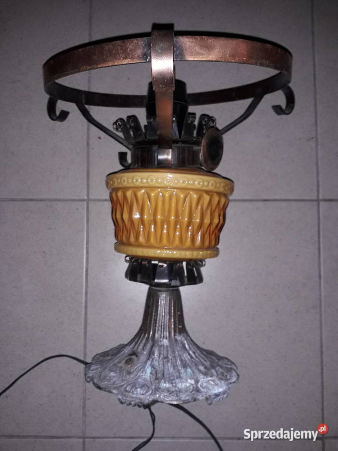 Stylowa lampa naftowa elektryczna metal szkło Warszawa sprzedam