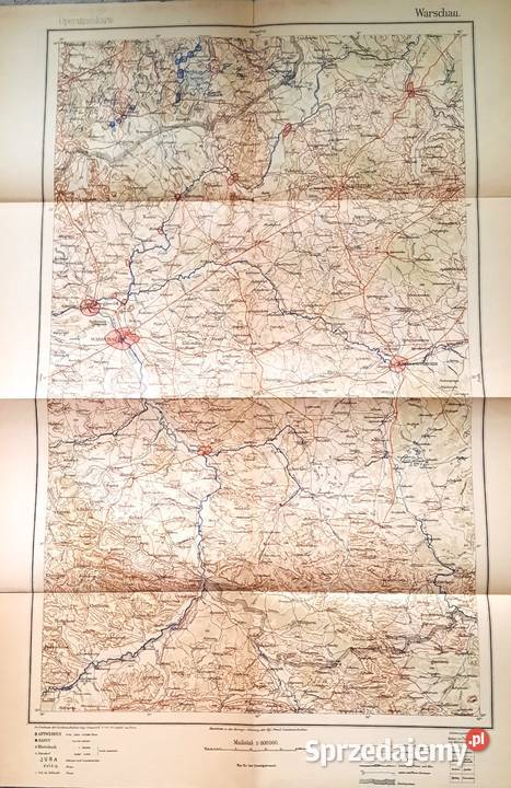 Stara Niemiecka Mapa Warszawa Warschau Gliwice